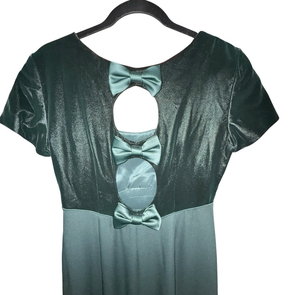 Liz Claiborne Night Velvet Top Emerald Green Maxi Formal Evening Gown Dress Sz 6 - Picture 4 of 9